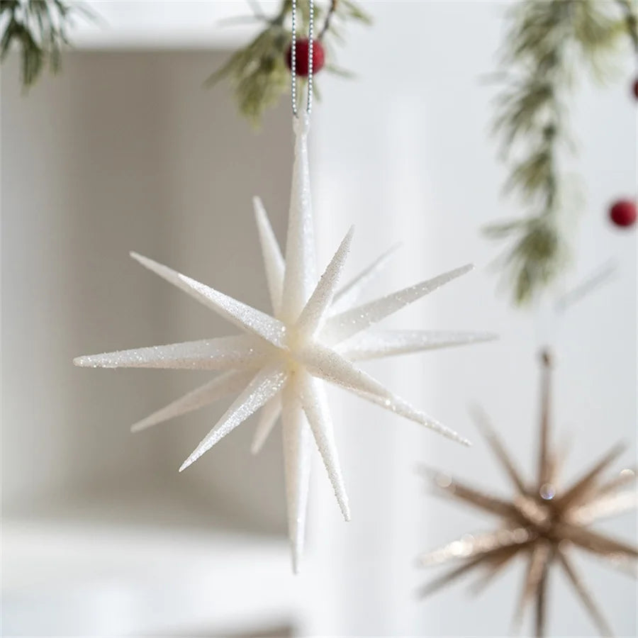 Christmas Tree Decoration Hanging Christmas Decoration Champagne Color White Exploding Star Christmas New Year