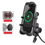 Motorcycle Wireless Charging Phone Holder Cradle 3.0 Quick Charger GPS Moto Support Cellphone Handlebar Mount for 4-7 Inch Phone