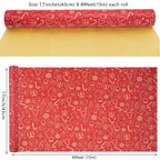 1 Roll 17X590 Inch Christmas Kraft Paper Red Kraft Wrapping Paper for Holiday Xmas, Gift Wrap with Snowflake, Christmas Hats