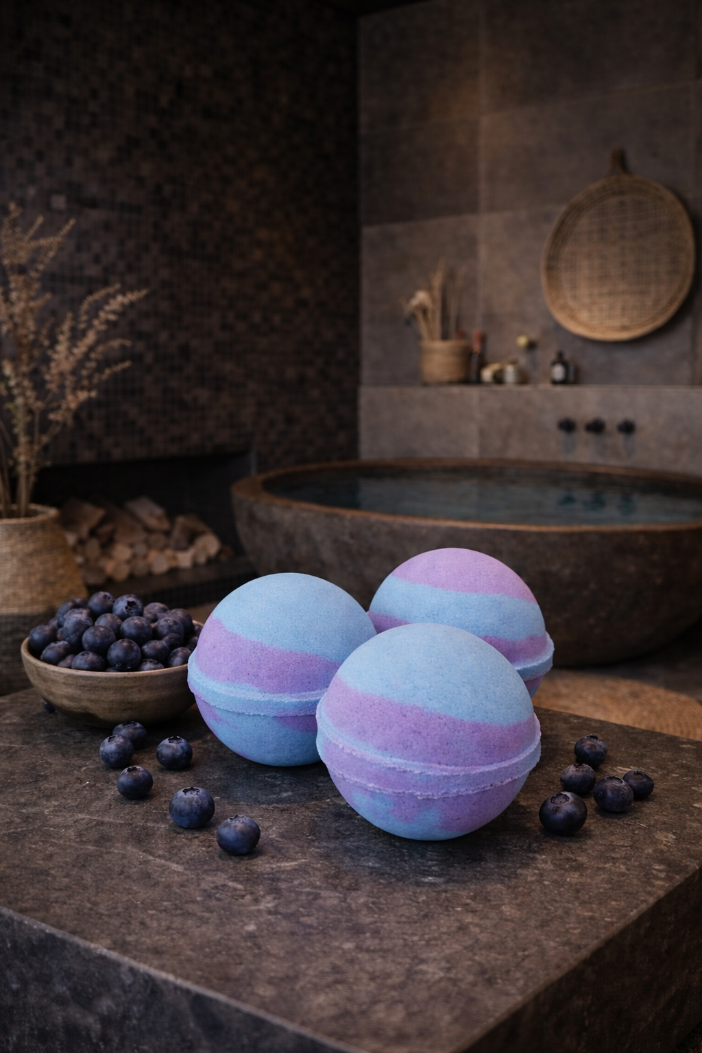 Pack Of 3 Blueberry Scented Luxury Bath Bombs