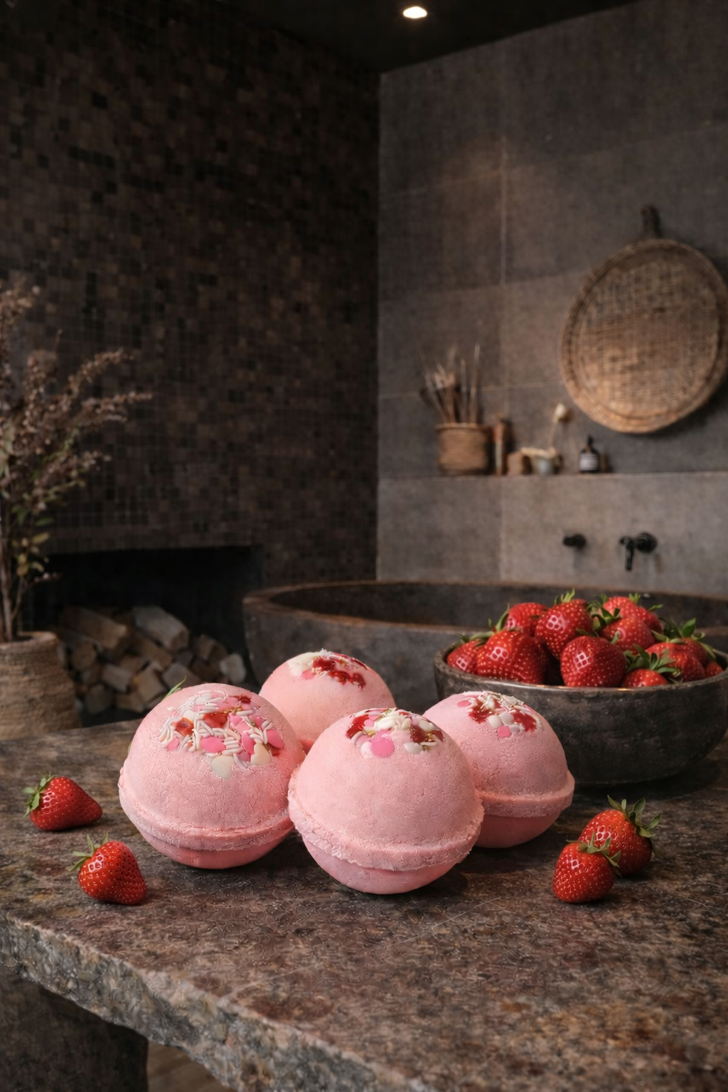 Pack Of 4 Strawberry Scented Luxury Bath Bombs