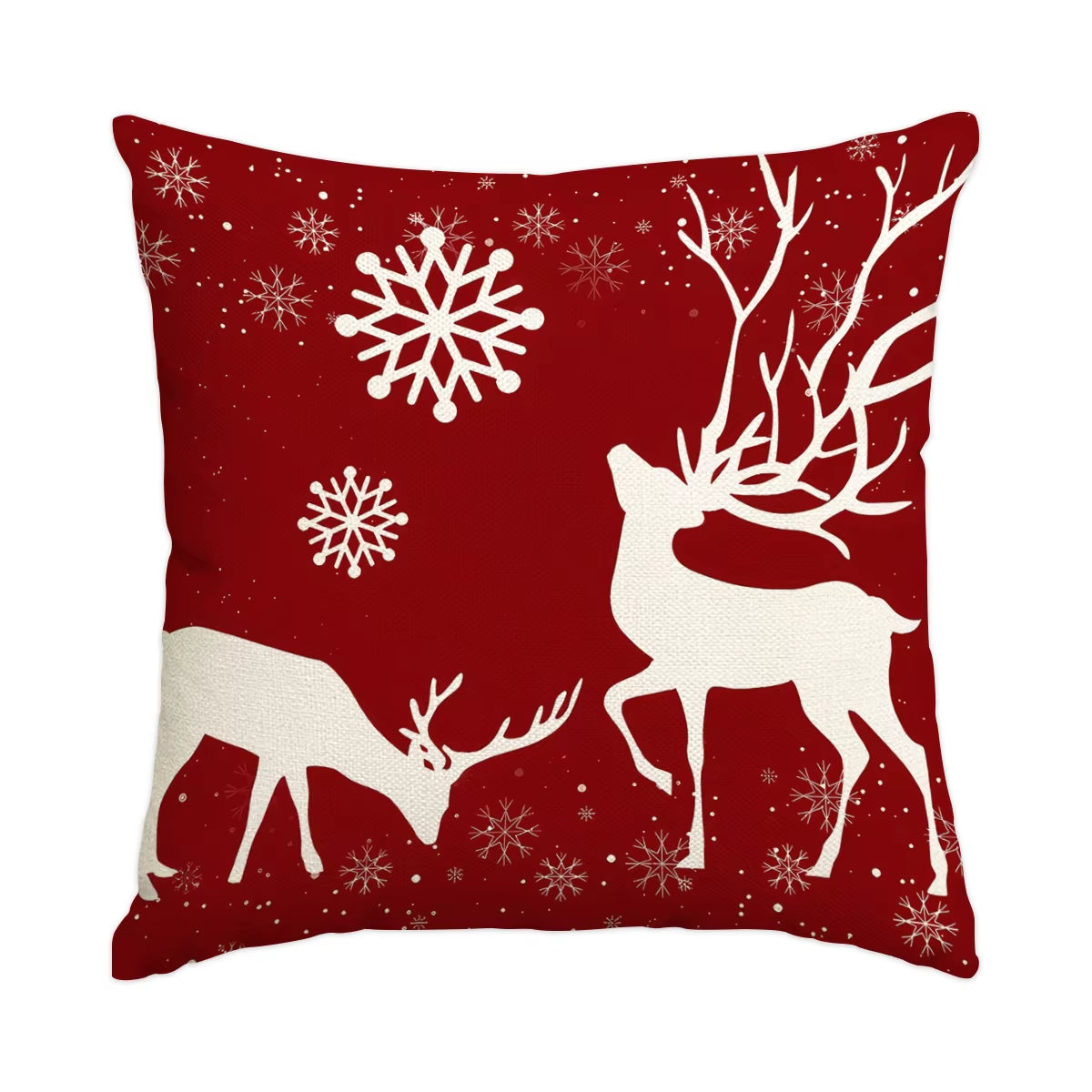 1 Christmas Pillowcase Christmas Senior Snowflake Tree Printed Square Pillowcase Christmas Decoration (Without Pillow Core)
