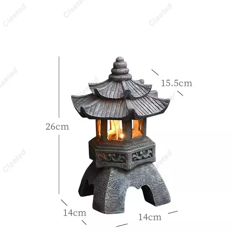 Pagoda Outdoor Solar Powered Light Statue