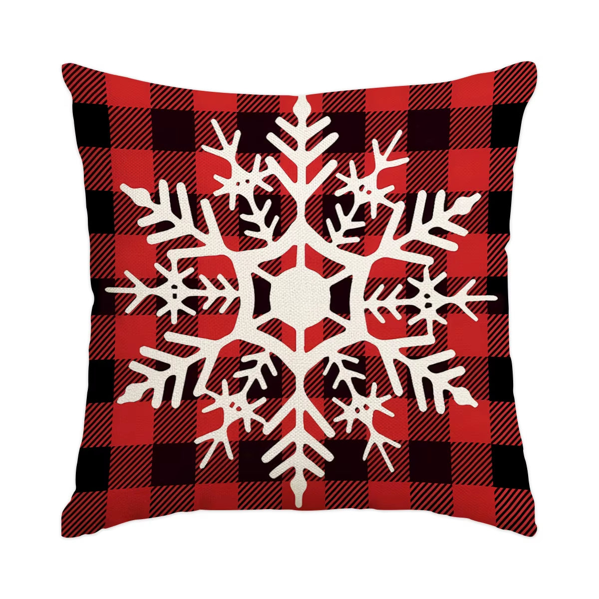 1 Christmas Pillowcase Christmas Senior Snowflake Tree Printed Square Pillowcase Christmas Decoration (Without Pillow Core)