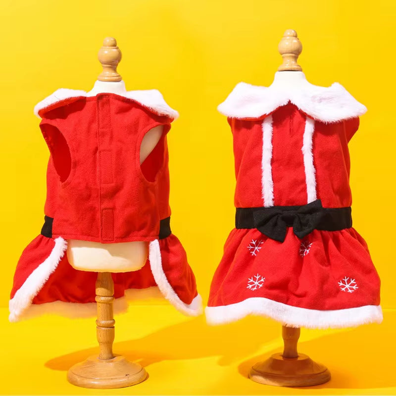 Polyester Dog Christmas Dress - Festive Pet Costume for Holiday Parties Christmas Clothes Christmas Skirts