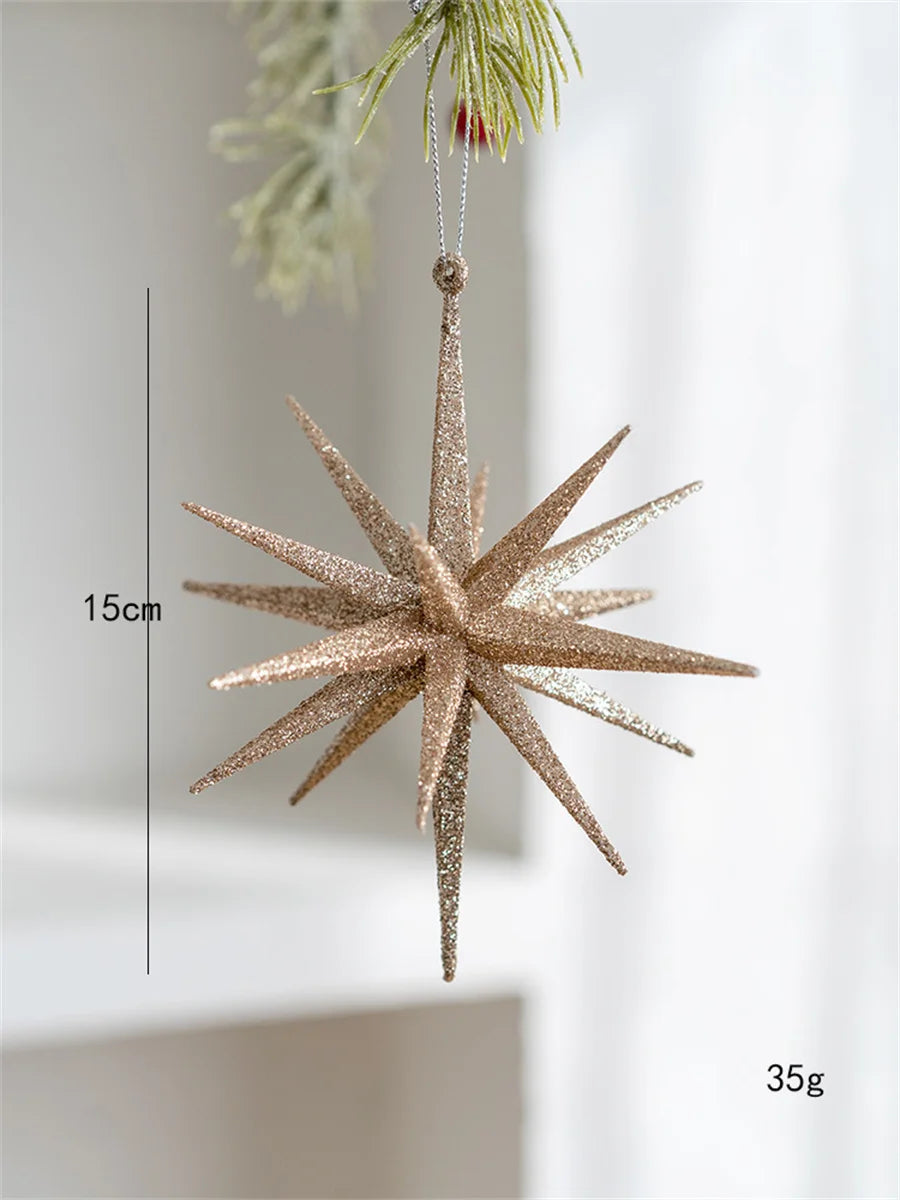 Christmas Tree Decoration Hanging Christmas Decoration Champagne Color White Exploding Star Christmas New Year