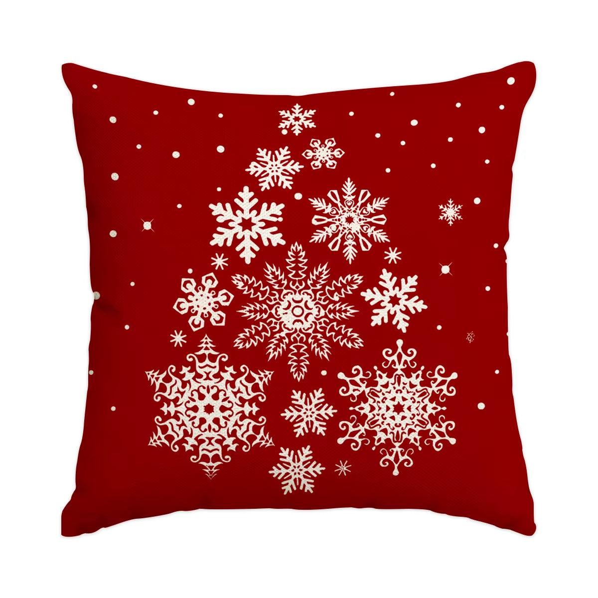 1 Christmas Pillowcase Christmas Senior Snowflake Tree Printed Square Pillowcase Christmas Decoration (Without Pillow Core)