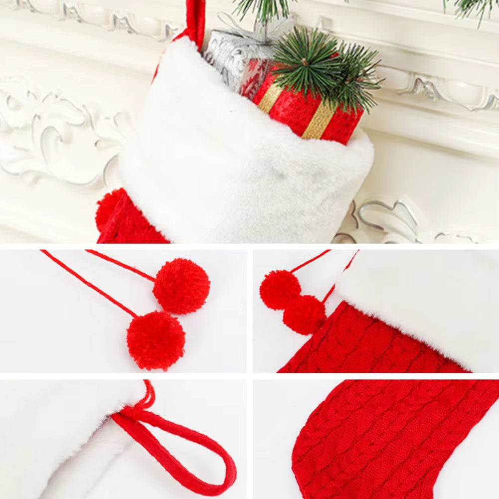 Christmas Socks Knitting Christmas Hanging Stocking Xmas Pendant Christmas Tree Ornaments Decor Christmas Gift Bag New Year 2025