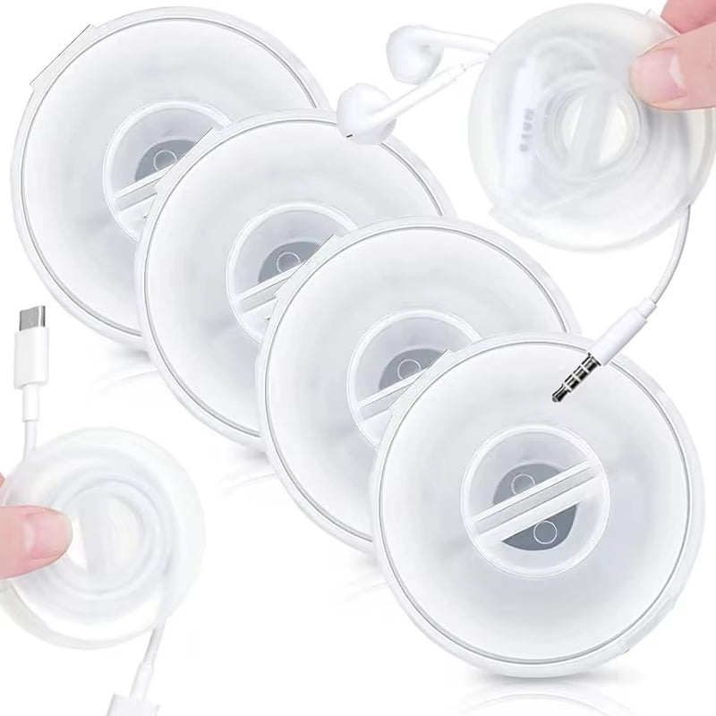 Round Wire Winder Box Portable Multifunctional Data Cable Storage Case Cable Container USB Charger Holder Wire Management Box