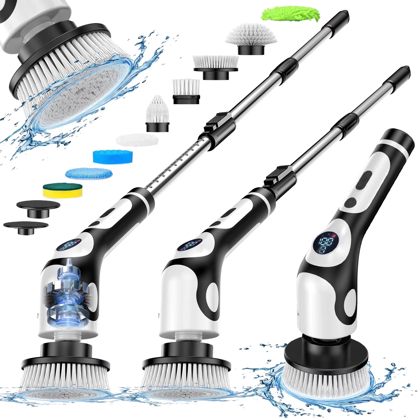 Multifunctional Electric Cleaning Brush Voice Rechargeable Smart Rotary Cleaning Brush Kitchen Cleaning Brush