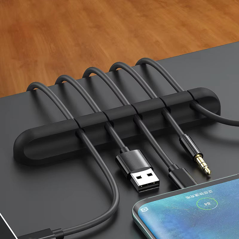 Cable Organizer Silicone Support Micro USB Type-C Cable Desk Organizer Holder for Mouse Keyboard Headphone Cable Organizer