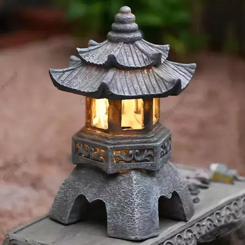 Pagoda Outdoor Solar Powered Light Statue