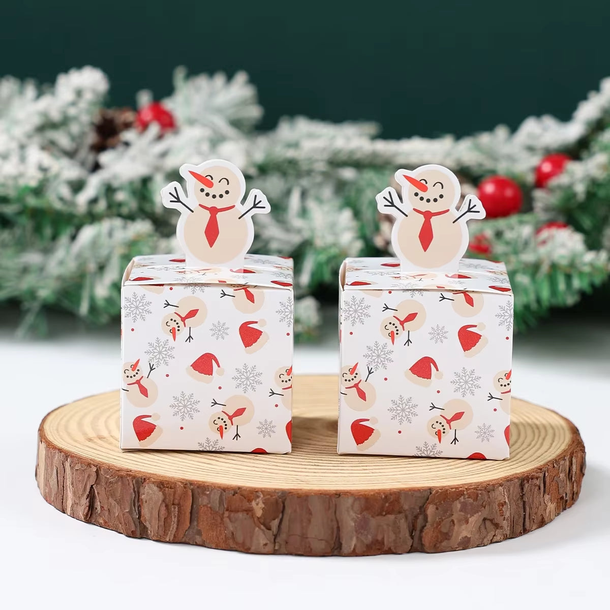 24Pcs Christmas Candy Boxes Party Decoration Xmas Santa Claus Gift Boxes Navidad Natal New Year Christmas Gifts Packaging Boxes