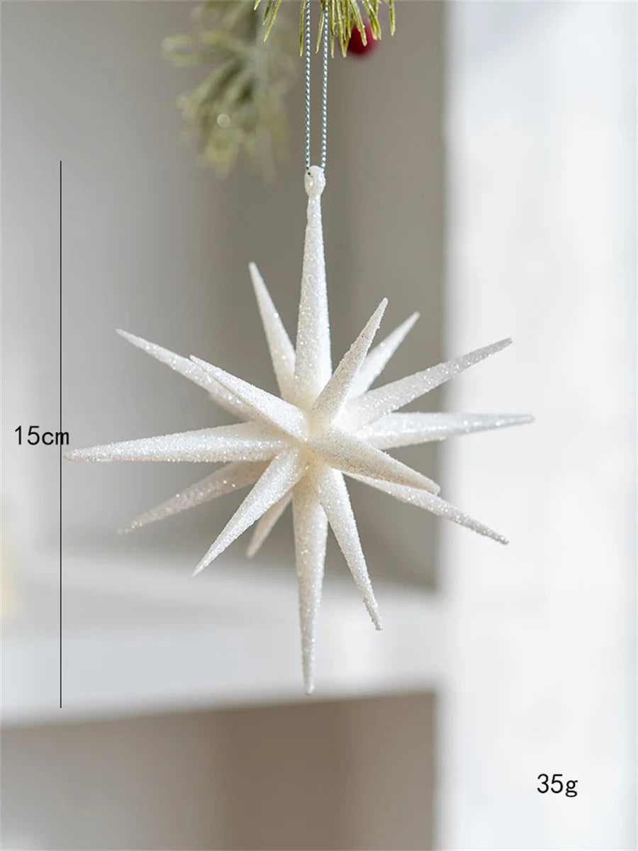 Christmas Tree Decoration Hanging Christmas Decoration Champagne Color White Exploding Star Christmas New Year