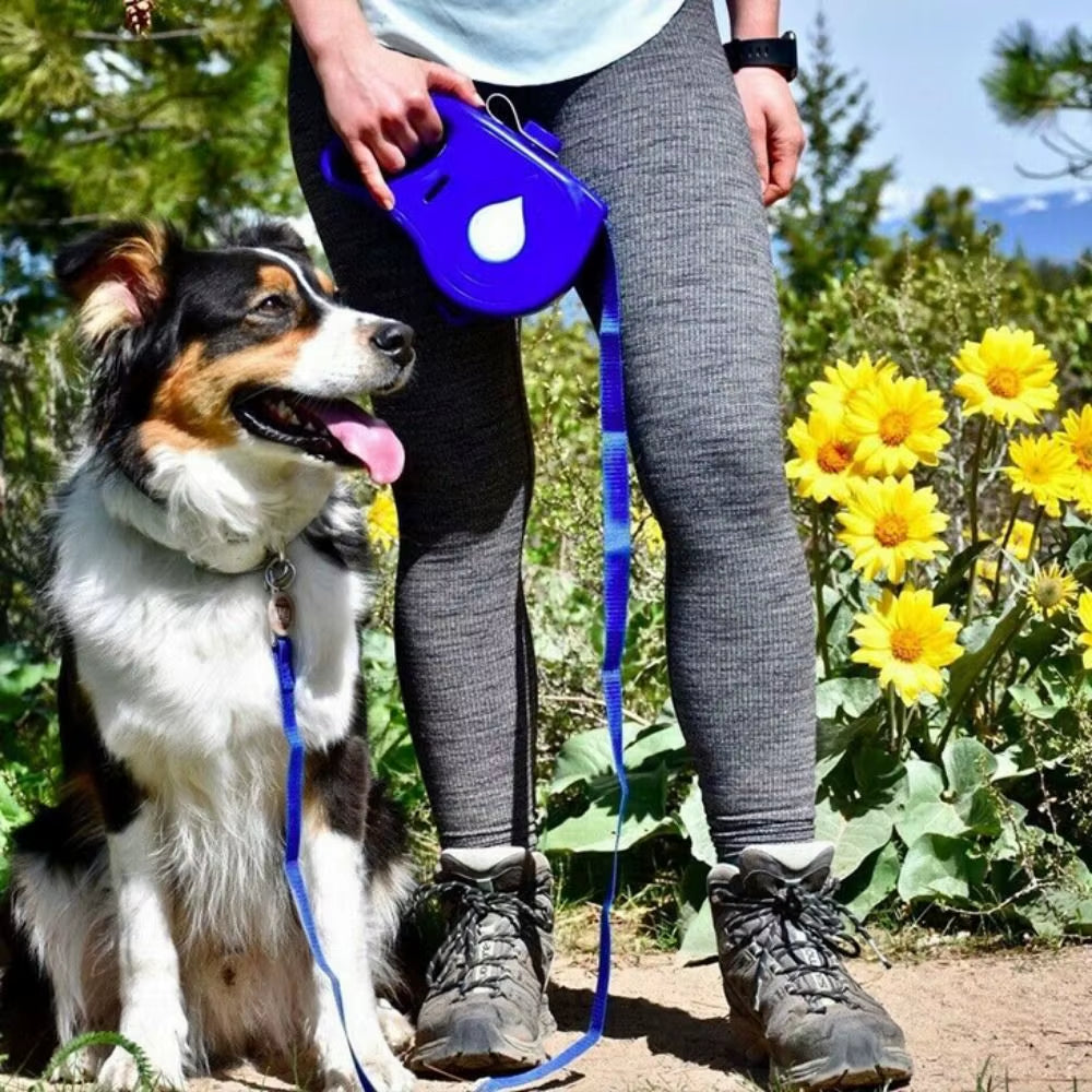 Detachable Retractable Dog Leash Builtin Water Bottle Plastic Handheld Dog Leash with Water Bowl Waste Bag Container Training