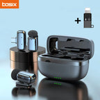 Wireless Lavalier Microphone with Charging Case Lapel Microphones Set Video Recording Mini Mic for Phone Android Live Broadcast