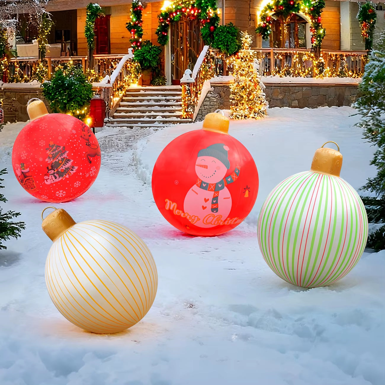 1PC Inflatable Christmas Balls Large PVC Christmas Hanging Ornaments Oversized Christmas Tree Balls Blow up Christmas Balls