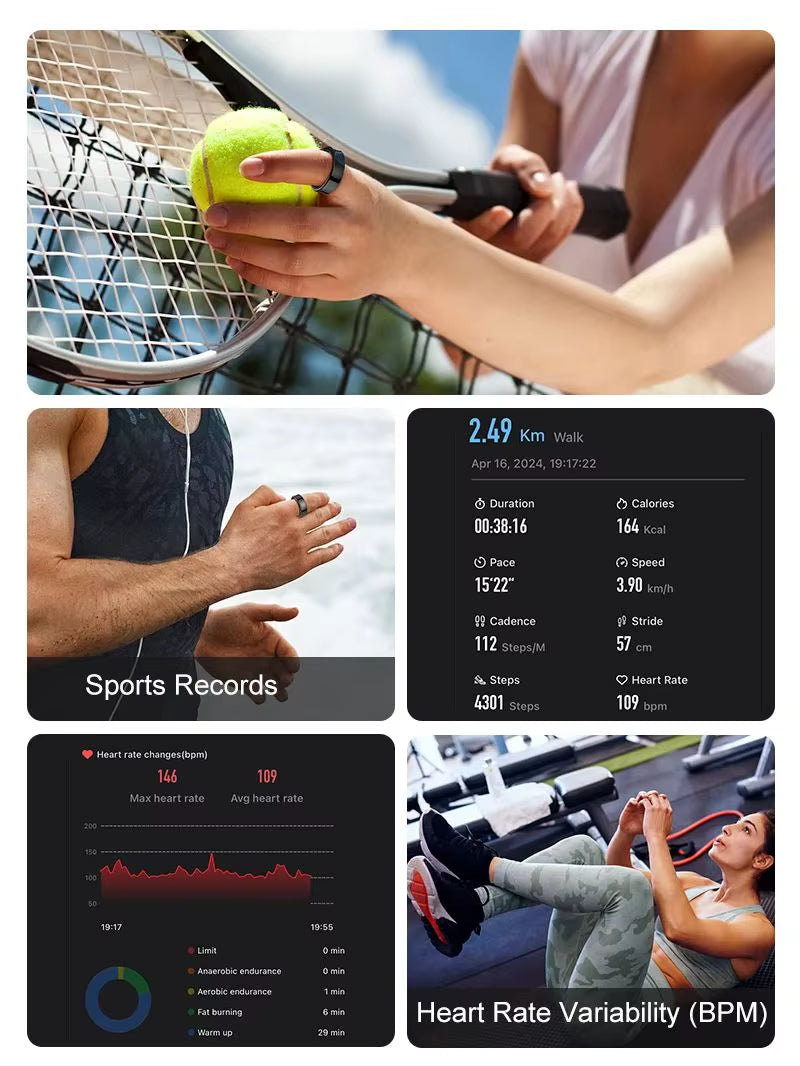 New Smart Ring R09 Health Monitor Multi Sport Mode Skin Temperature Measurement 5ATM Waterproof Smart Ring with Charging Case