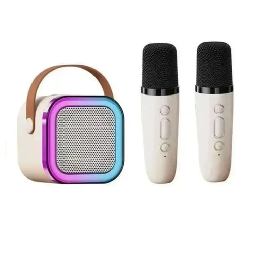 Portable Bluetooth 5.3 Speaker Karaoke Machine PA System with 2 Wireless Microphones Home Family Singing Children'S Gifts
