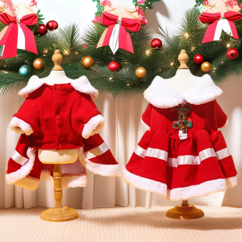 Polyester Dog Christmas Dress - Festive Pet Costume for Holiday Parties Christmas Clothes Christmas Skirts