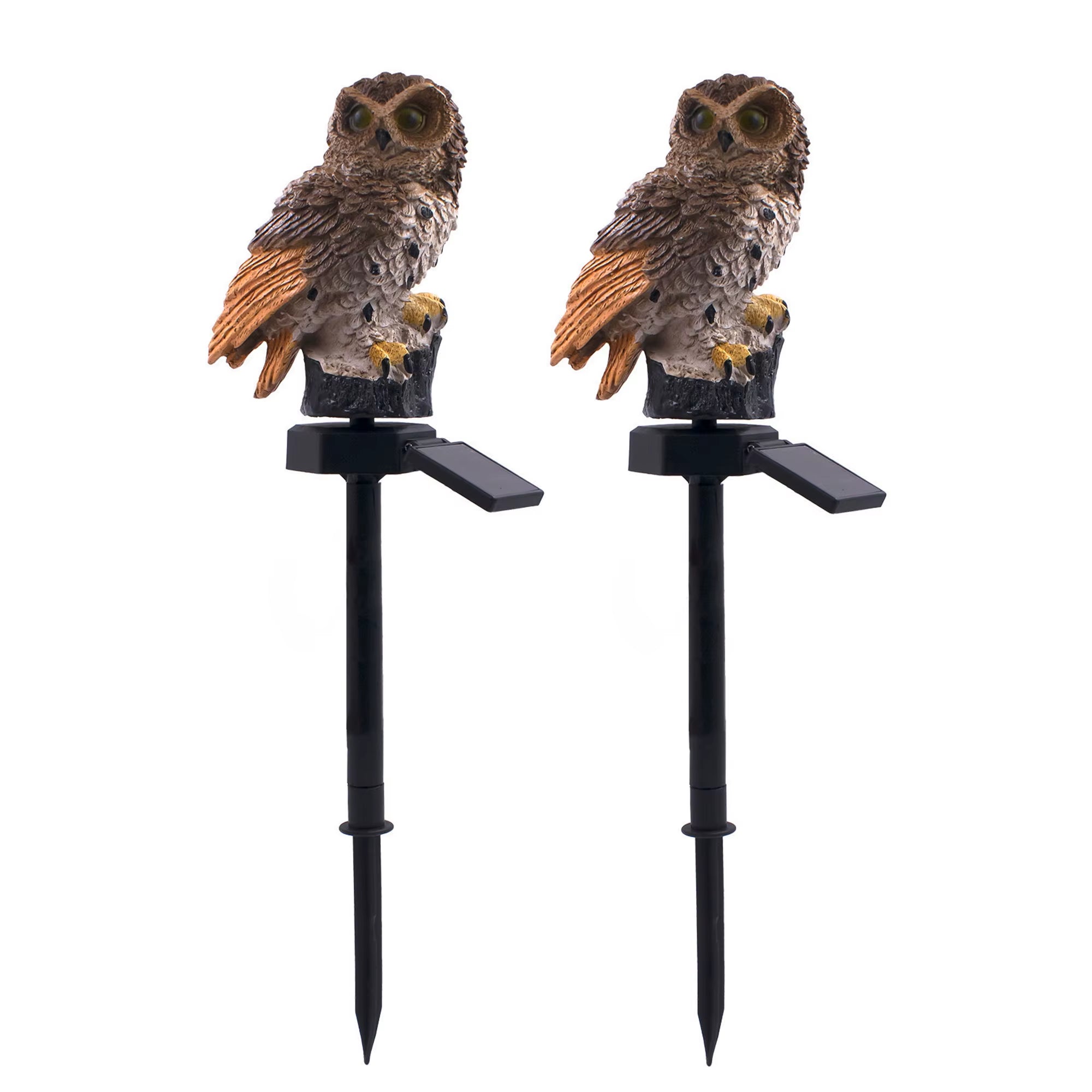 2 Packs Outdoor LED Owl Lawn Lamps Solar Garden Stake Light Plug-In Courtyard Ground Solar Energy Decoration