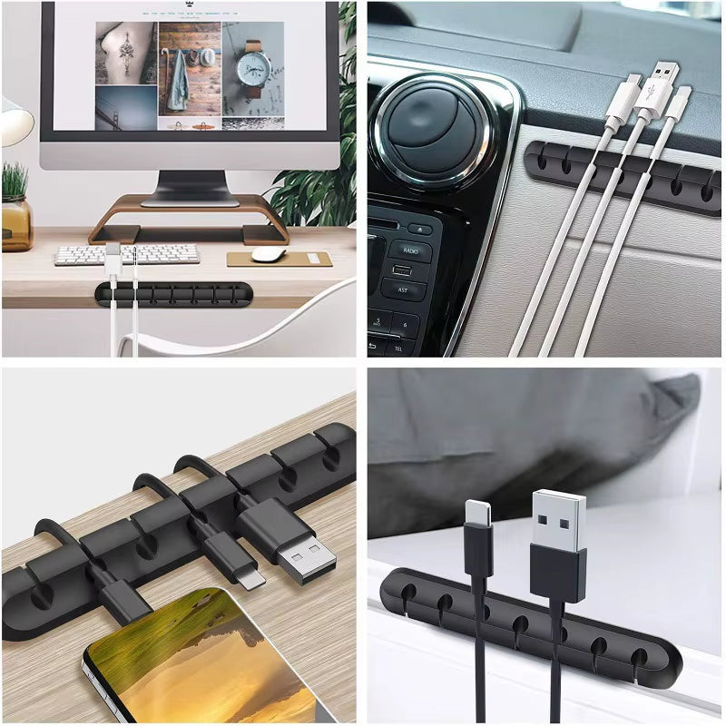 Cable Organizer Silicone Support Micro USB Type-C Cable Desk Organizer Holder for Mouse Keyboard Headphone Cable Organizer