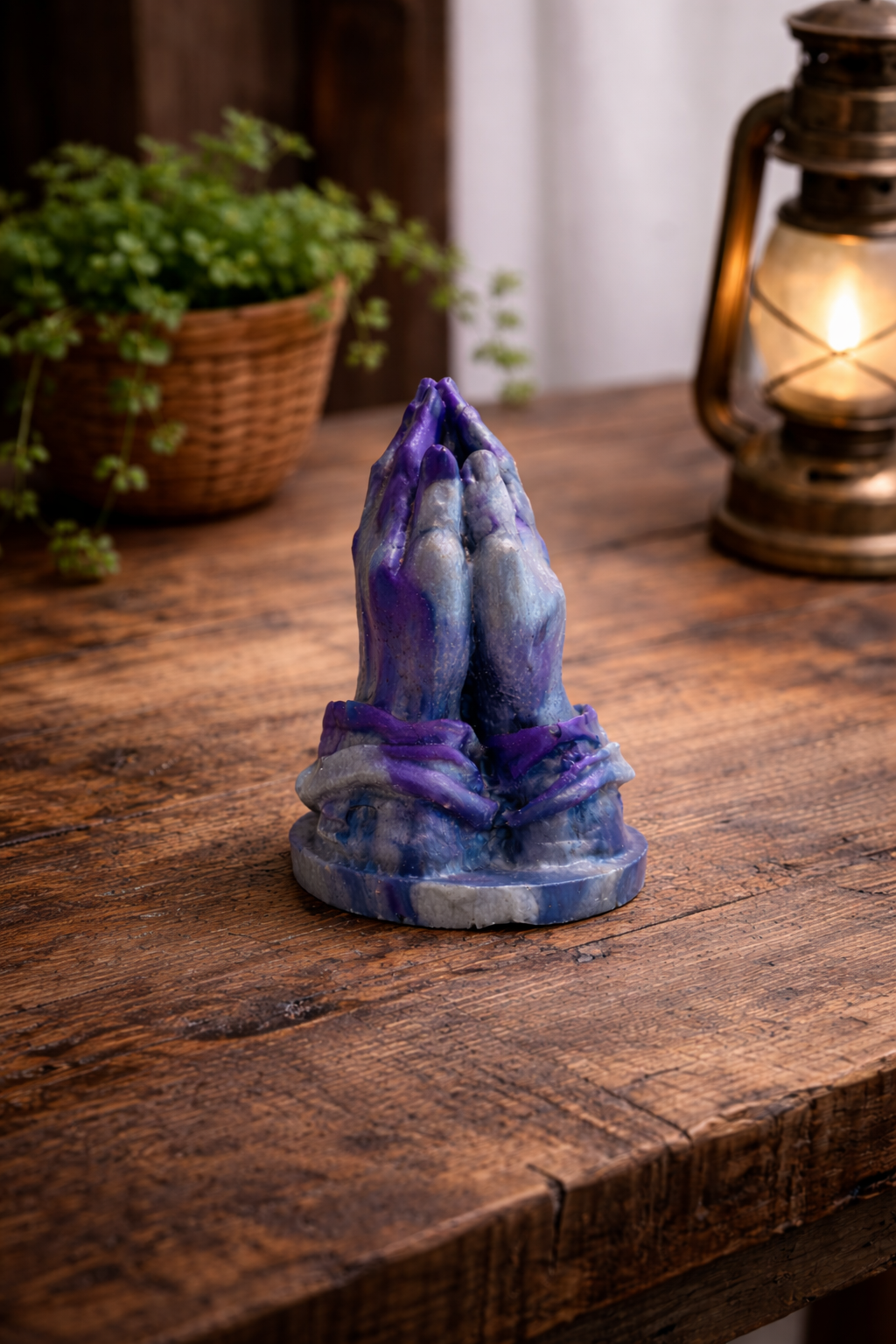 Purple & Grey Resin Praying Hands