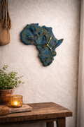 Marbled Blue Resin Africa Shaped Clock