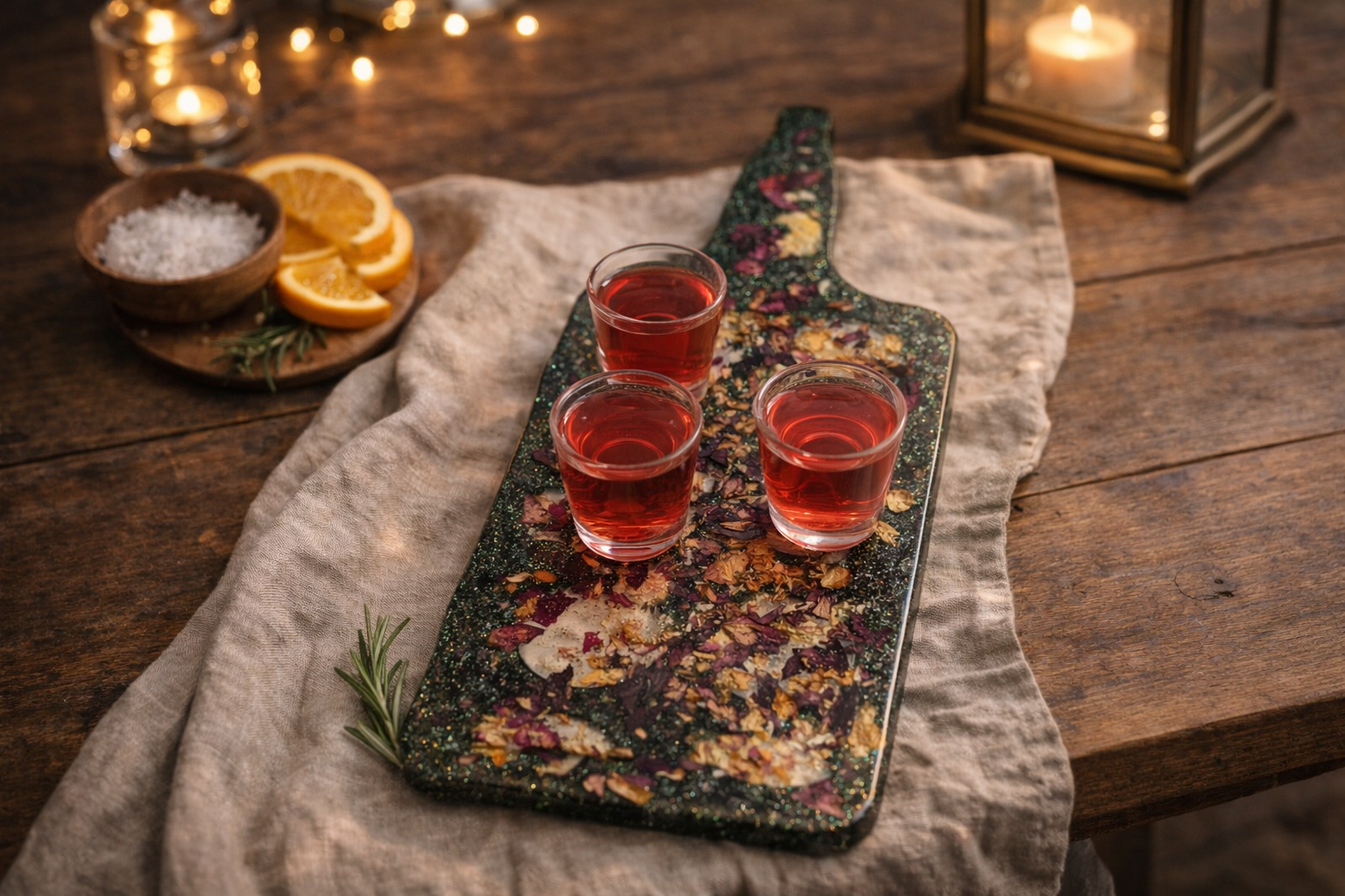 Flower Resin Reversible Shot Glass/Serving Tray