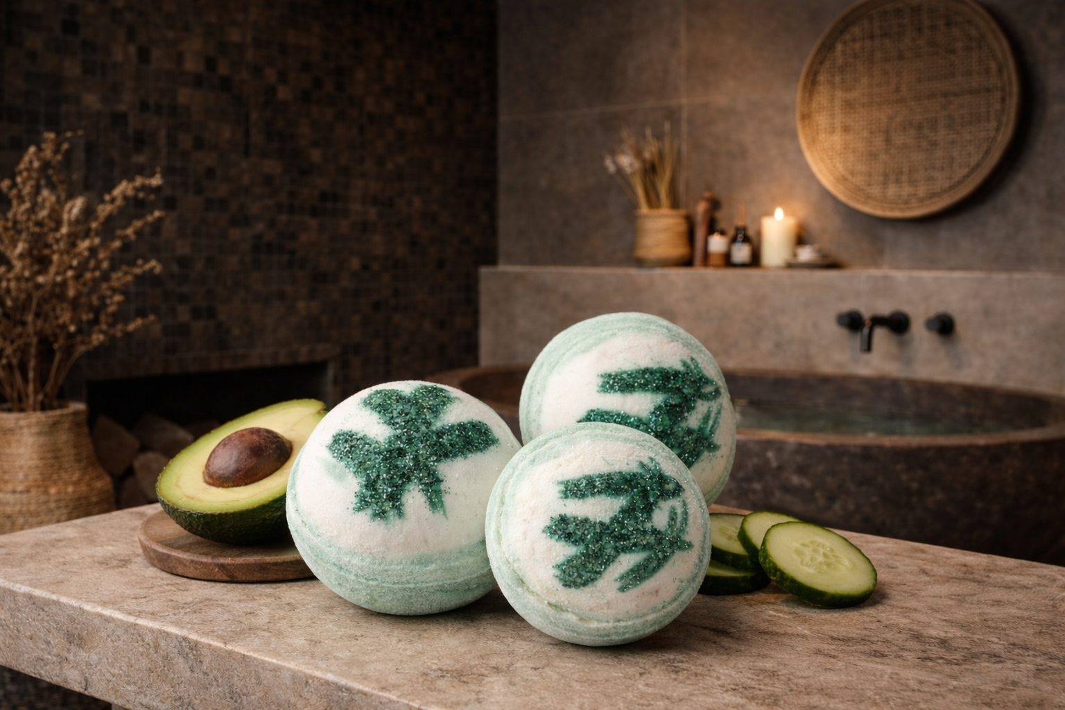 Pack Of 3 Avocado & Cucumber Scented Luxury Bath Bombs