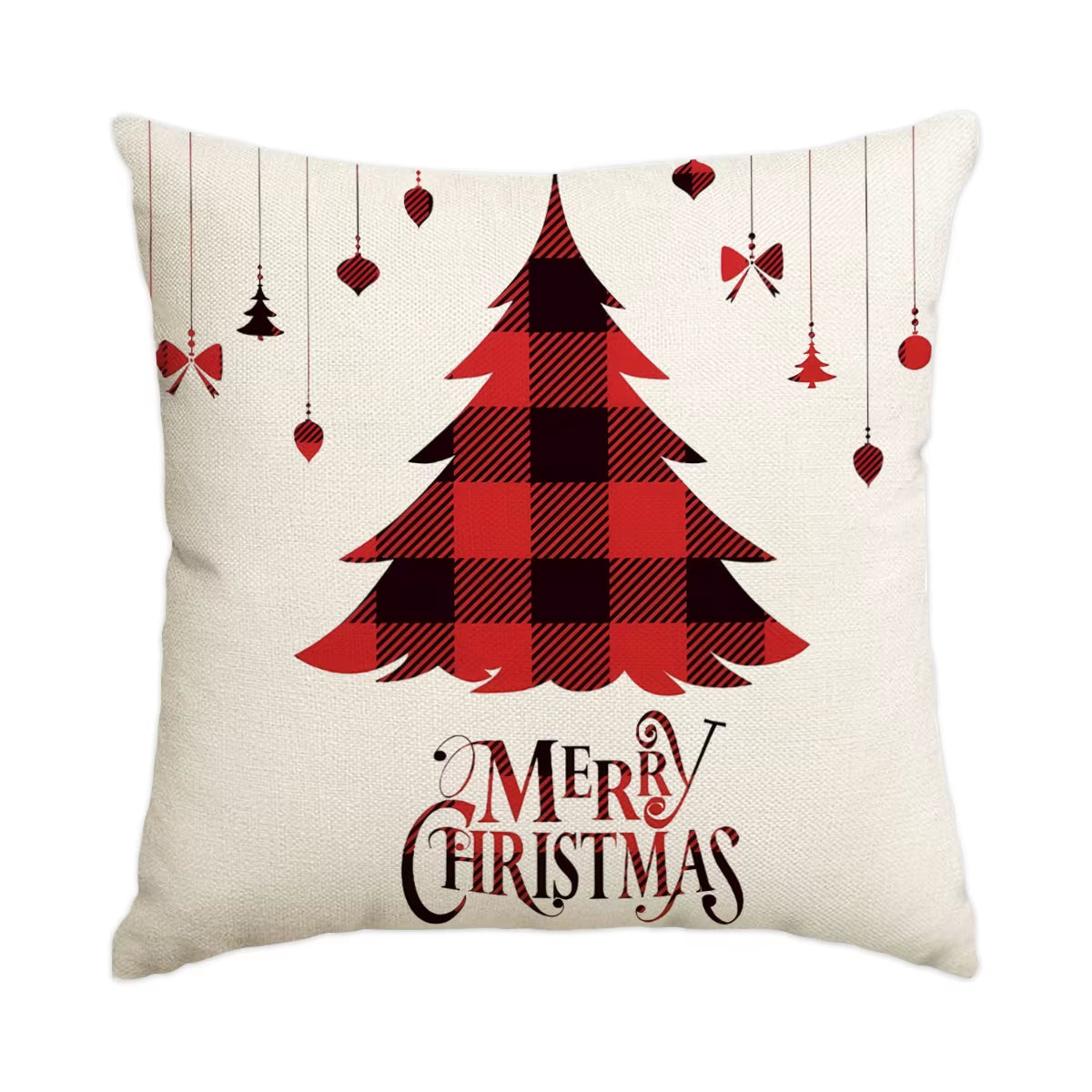 1 Christmas Pillowcase Christmas Senior Snowflake Tree Printed Square Pillowcase Christmas Decoration (Without Pillow Core)