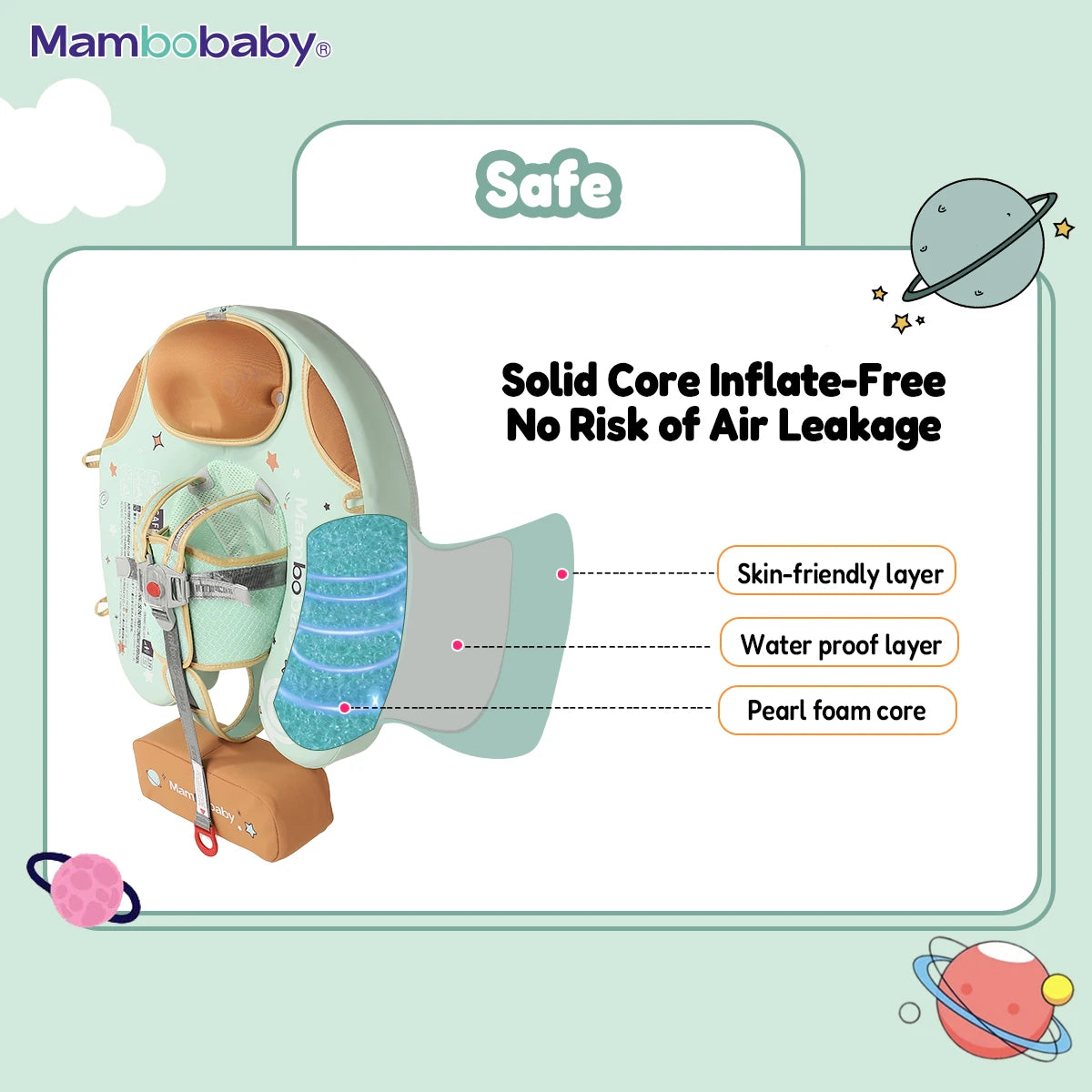 Mambobaby Pearl-Foam Baby Pool Float With Canopy