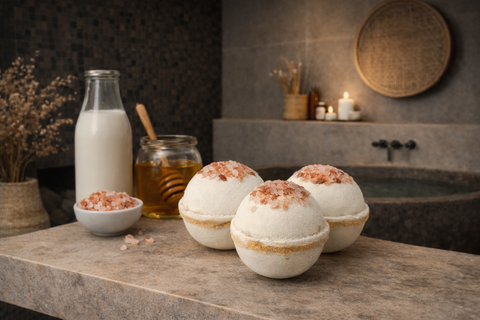 Pack Of 3 Milk, Honey & Himalayan Salt Scented Bath Bombs