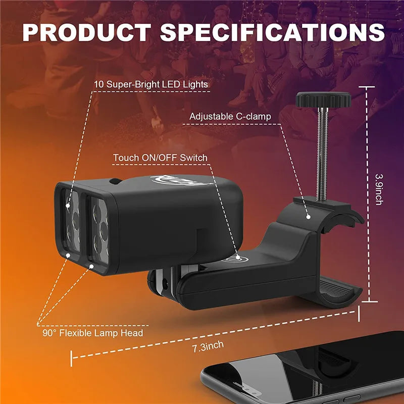 Portable Smart Touch LED Grill Light