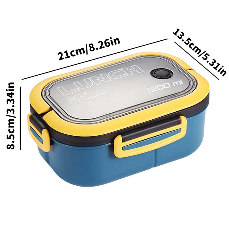 1200ML 2 Layer Bento Lunch Box With Spoon And Fork