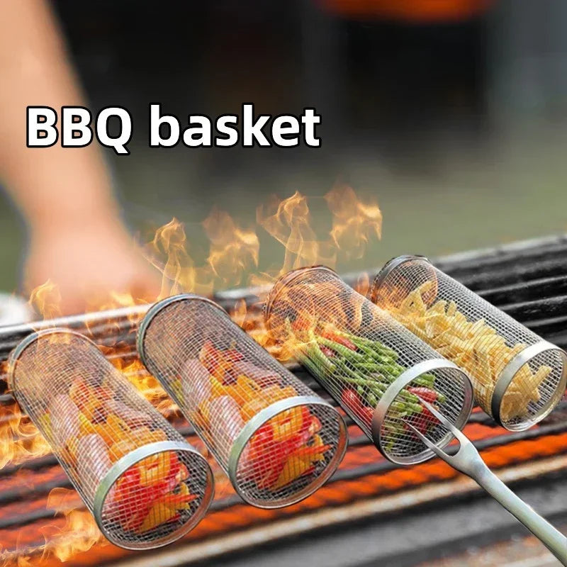 Stainless Steel Rolling BBQ Basket