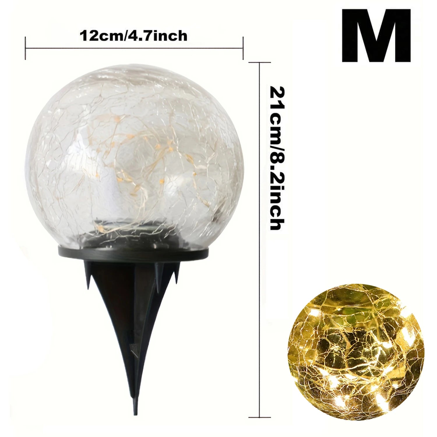 Solar Powered Cracked Glass Outdoor Light