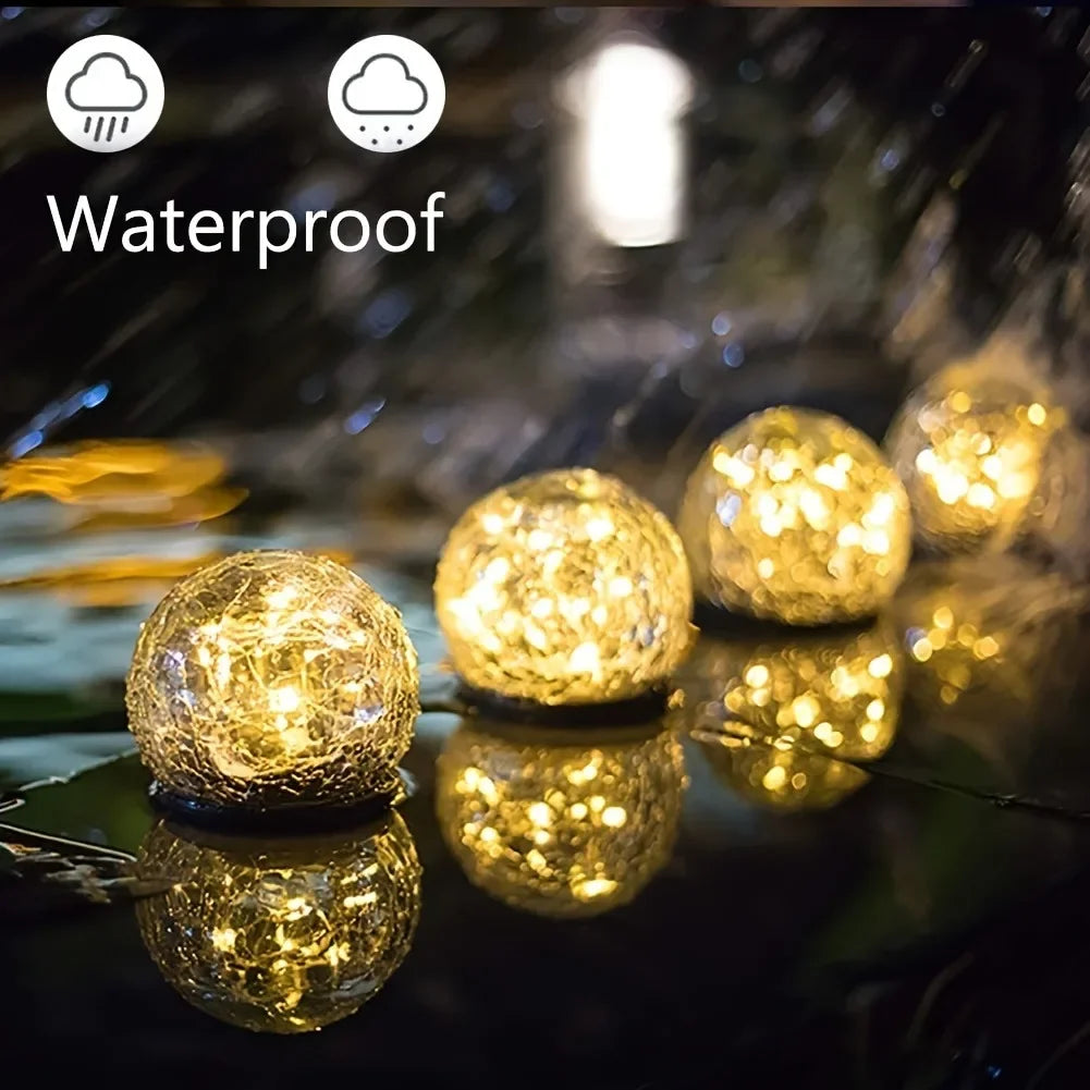 Solar Powered Cracked Glass Outdoor Light