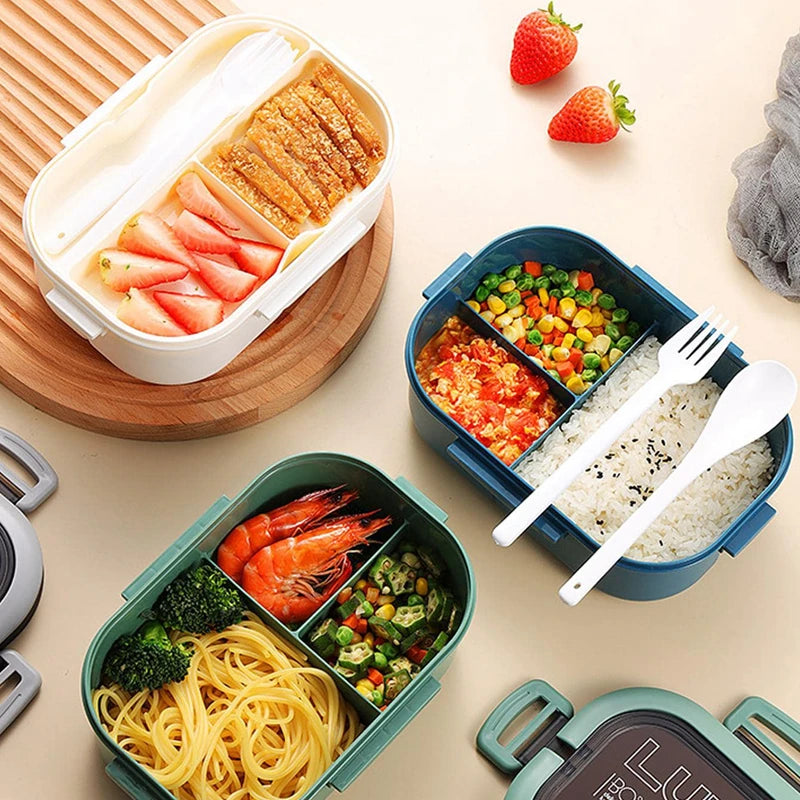 1200ML 2 Layer Bento Lunch Box With Spoon And Fork