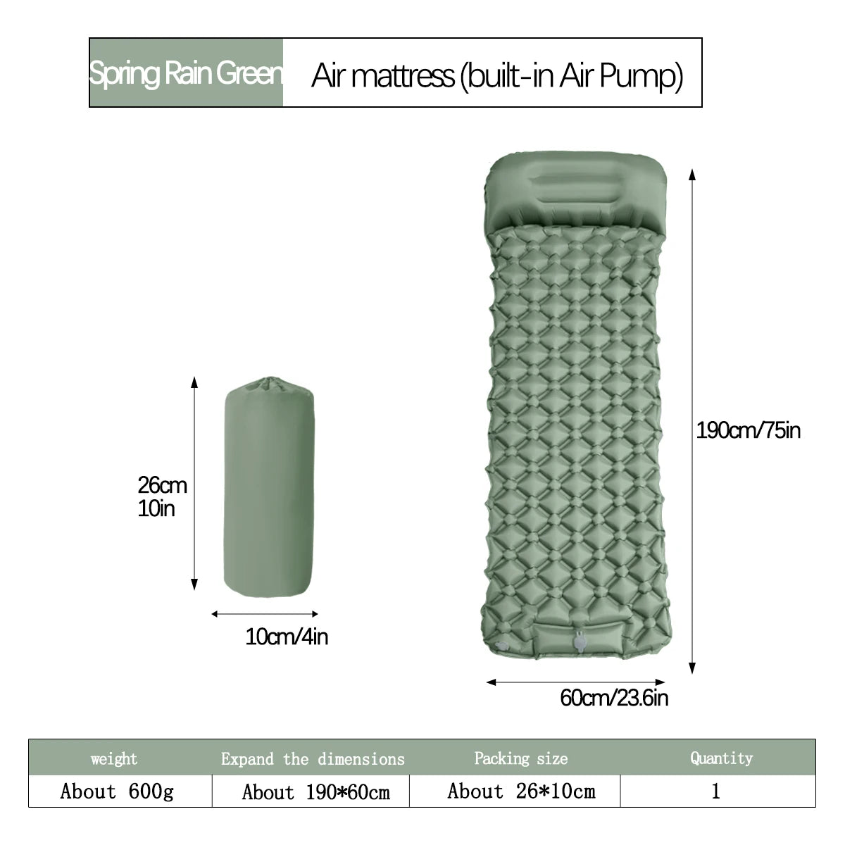 Single Sized Inflatable Mattress With Built In Pump