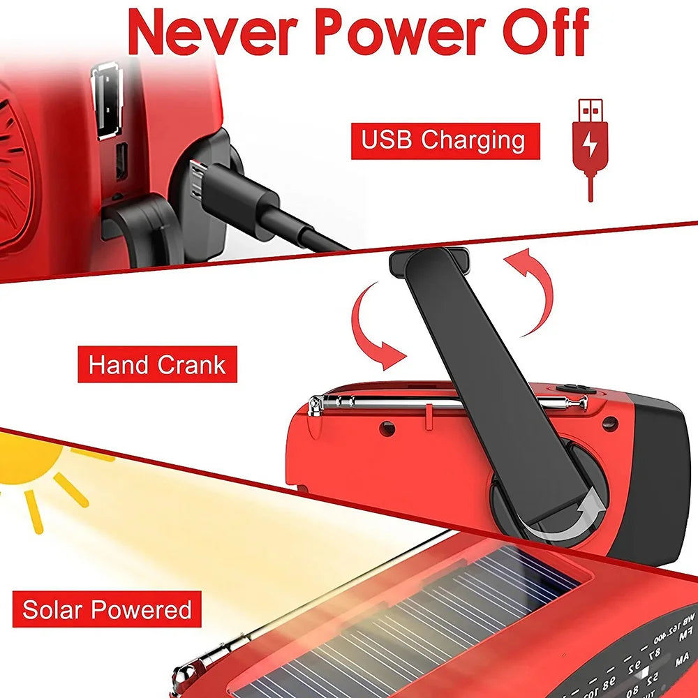Solar Multifunctional Portable Hand Crank Power Generation Emergency Radio
