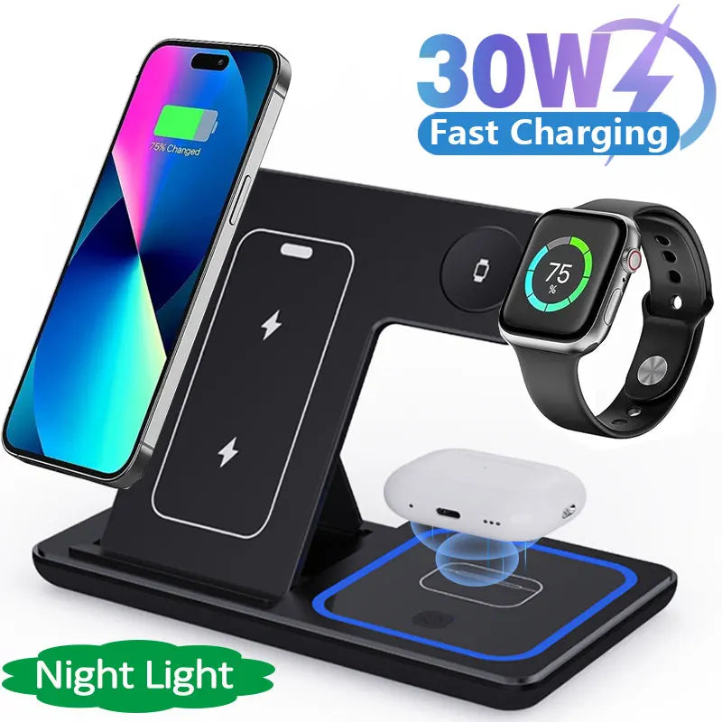 3in1 Apple LED 30W Charging Stand