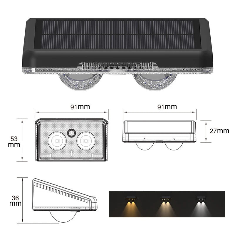 Solar Powered LED Outdoor Waterproof Fence Lights