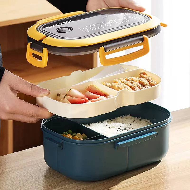 1200ML 2 Layer Bento Lunch Box With Spoon And Fork