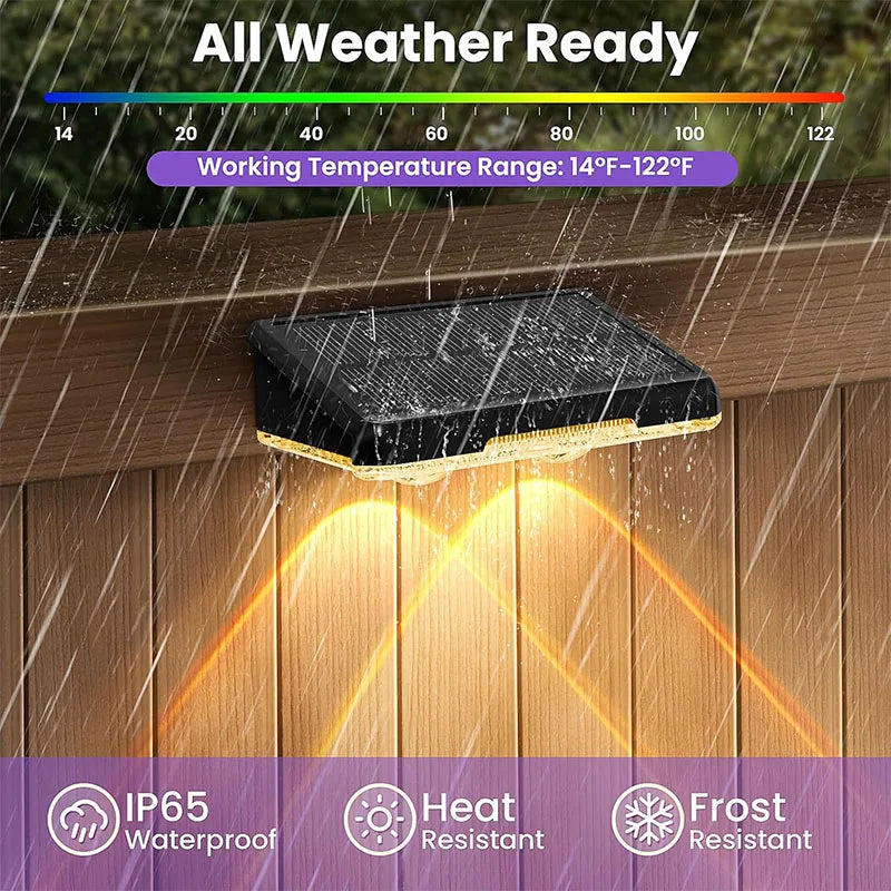 Solar Powered LED Outdoor Waterproof Fence Lights