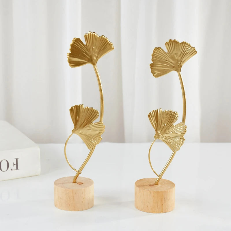 Gold Iron Ginkgo Leaf Ornaments