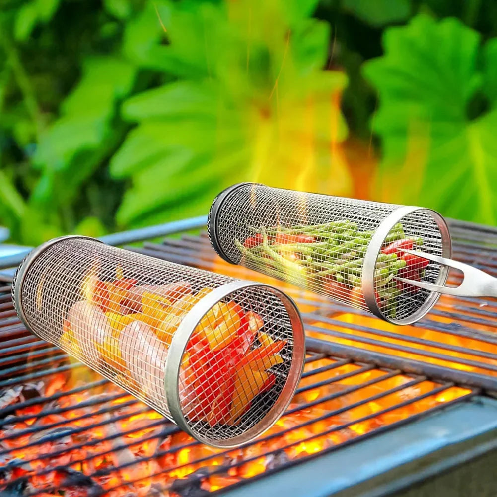 Stainless Steel Rolling BBQ Basket