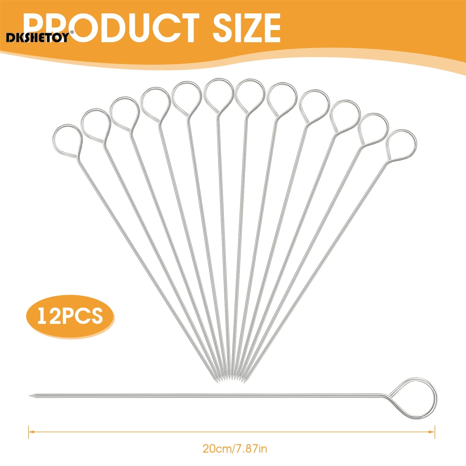 20cm Stainless Steel BBQ Skewers