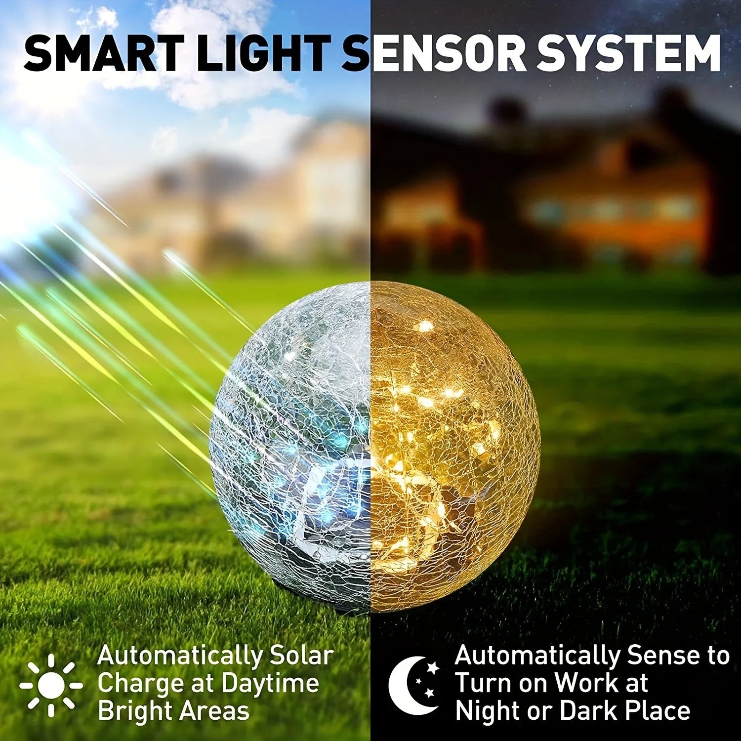 Solar Powered Cracked Glass Outdoor Light