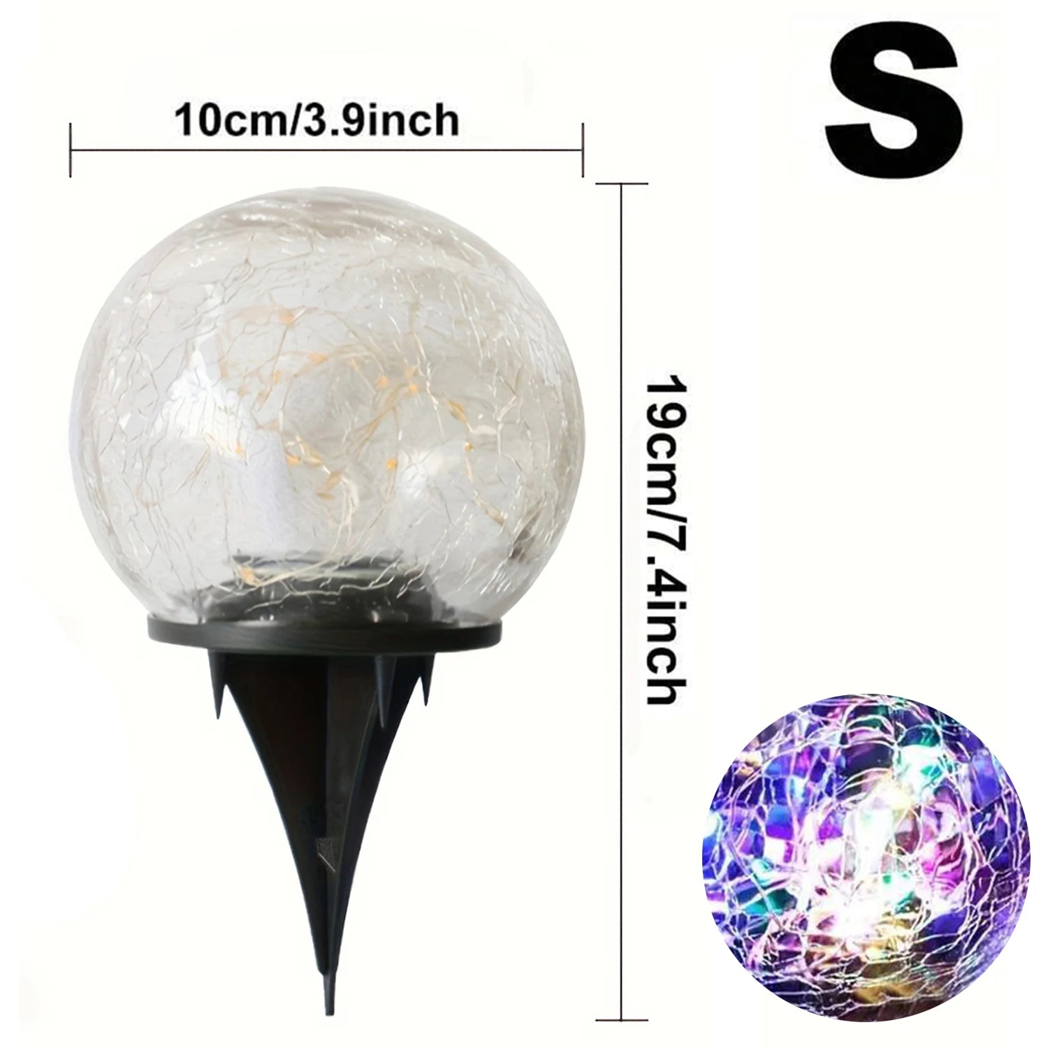 Solar Powered Cracked Glass Outdoor Light